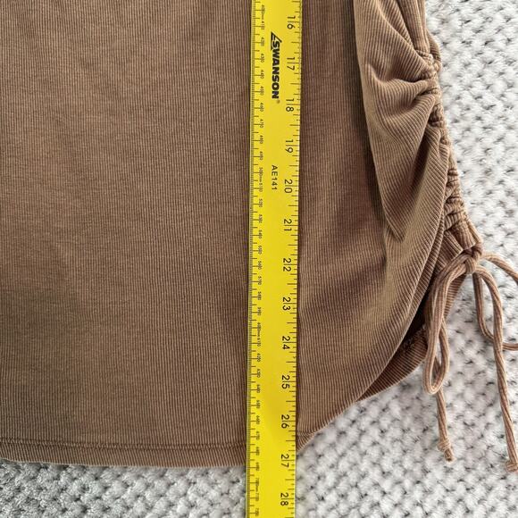Pilcro Anthropologie Top Womens XL Brown Rib Knit Square Neck Ruched Tie Tank - Picture 10 of 13
